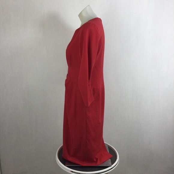 Lafayette 148 New York Dress Wool Blend Center Pleated Sheath Dress Red size 6 - Picture 7 of 7
